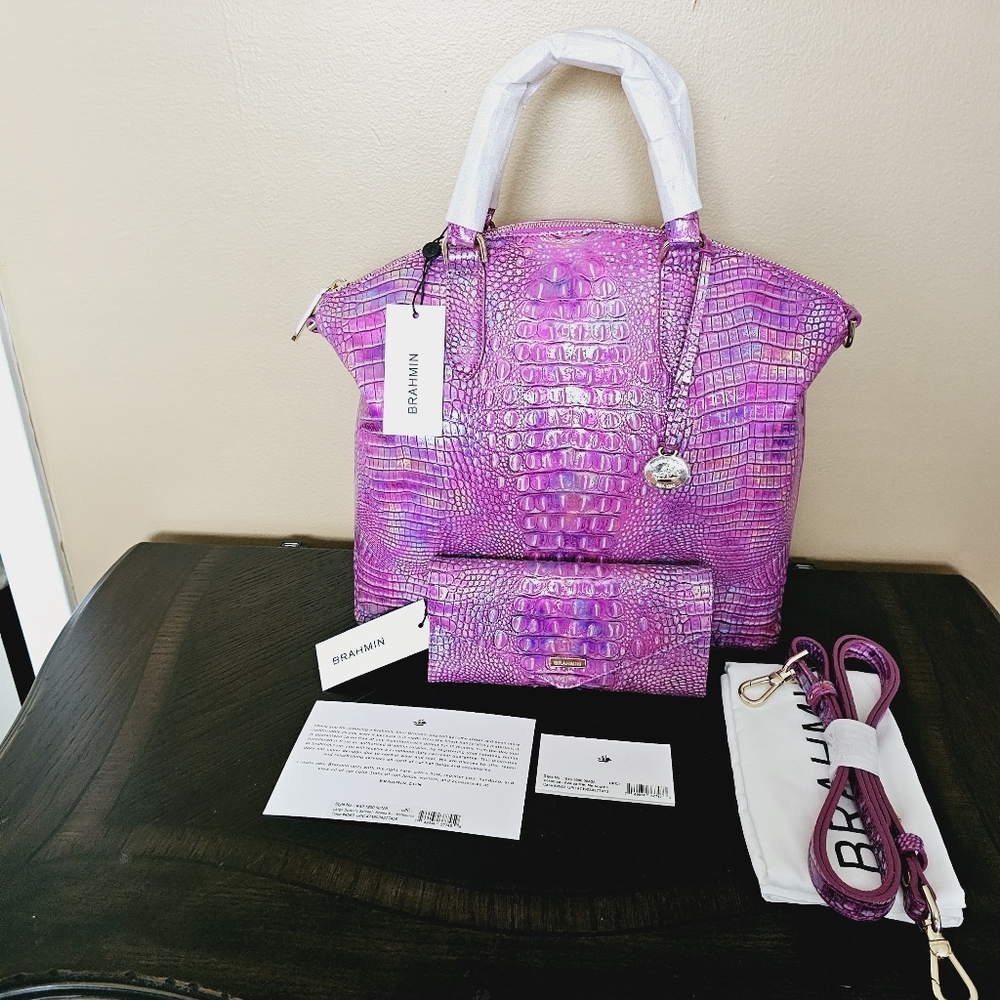 NWT Brahmin Azalea Large Duxbury Satchel w/Veronica Wallet